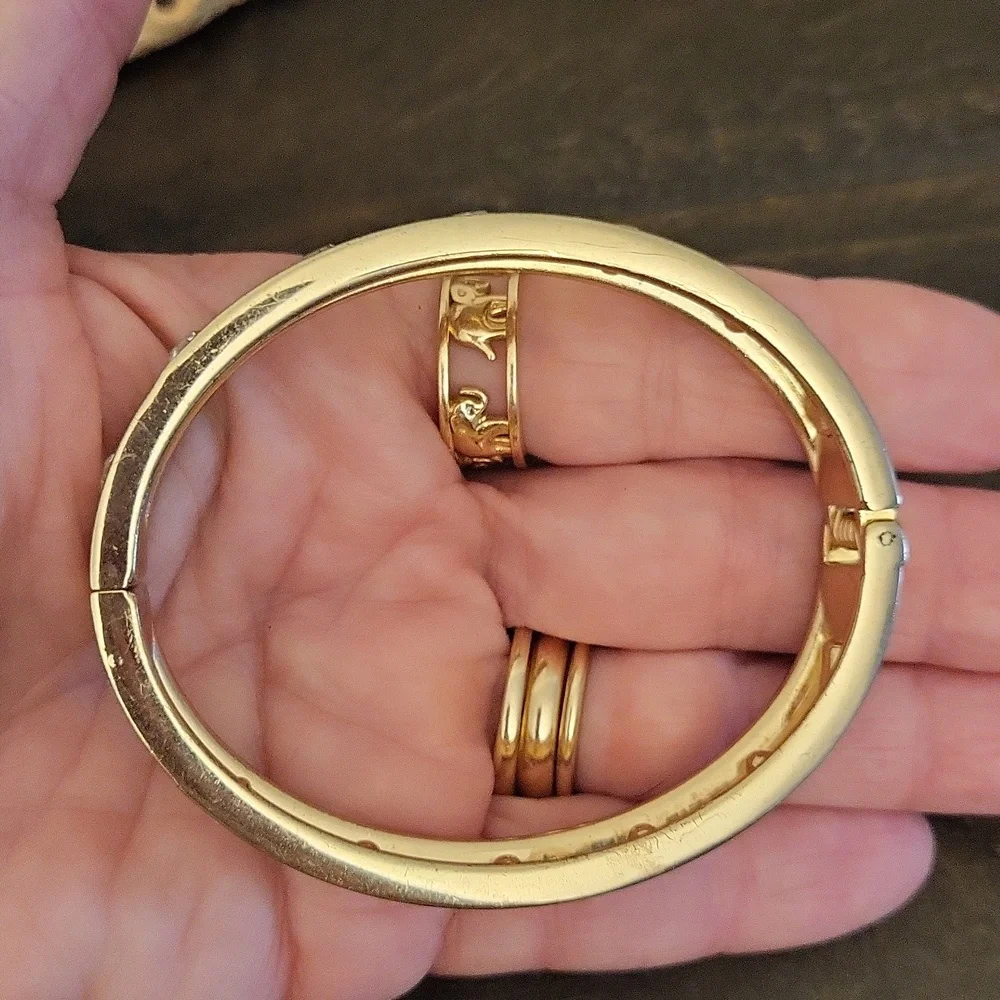 Oval Rhinestone Hinge Bangle Bracelet